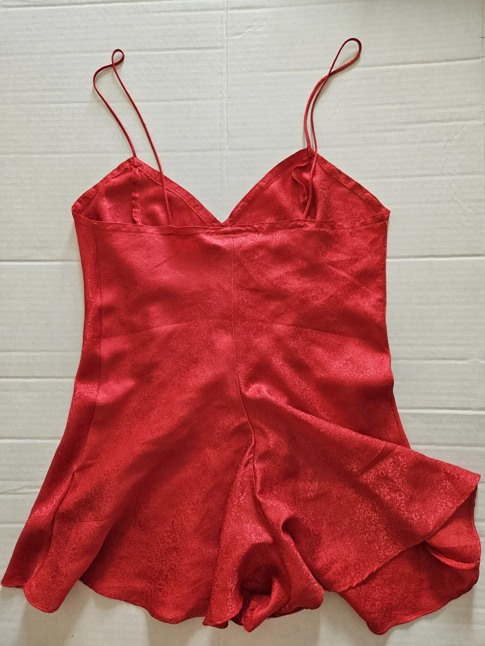 Vintage Y2K Dreamtime Red Satin Teddy Romper Lingerie Small